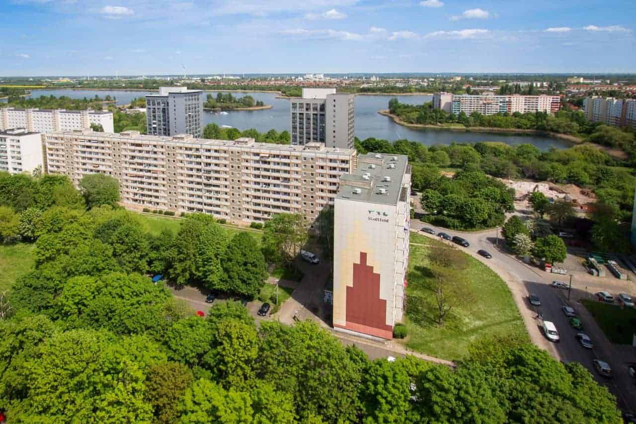 Stadtfelder Schrotebogen Nord-3715-min Luftbild vom Schrotebogen | Magdeburg - Neustädter See