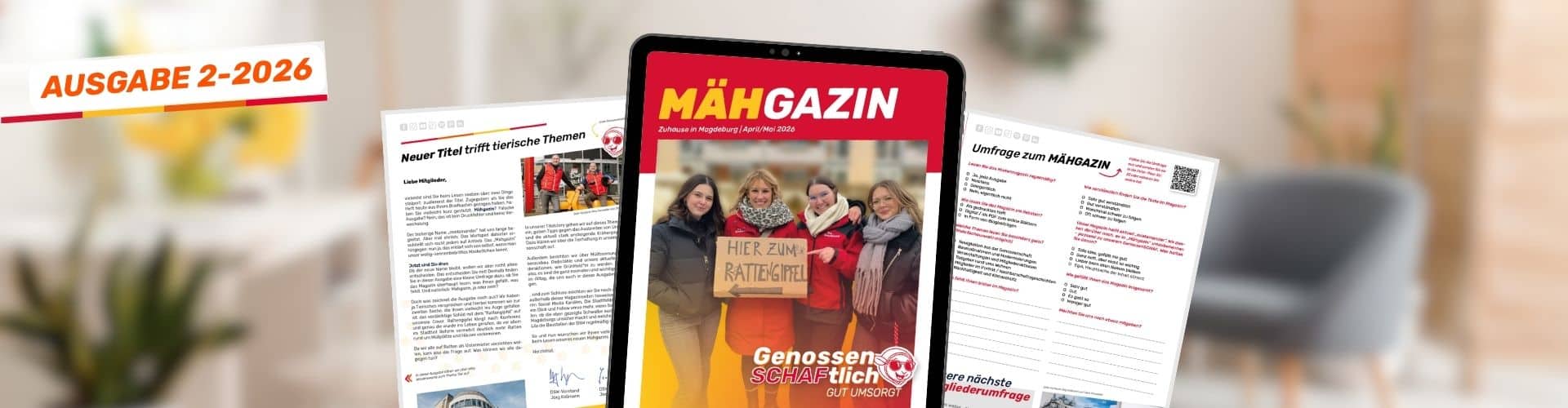 Unsere 2. Ausgabe MÄHGAZIN 2026 - Unser Magazin für Mieter*innen und Mitglieder in Magdeburg
