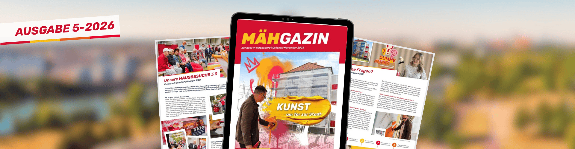 Unsere 5. Ausgabe MÄHGAZIN 2026 - Unser Magazin für Mieter*innen und Mitglieder in Magdeburg