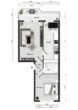 Grundriss möbliert - KI-generiert - 2-Raumwohnung mit perfektem Schnitt & großzügigem Balkon