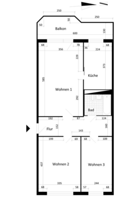 Gemütliche 3-Raumwohnung mit großem Balkon, 39130 Magdeburg, Wohnung